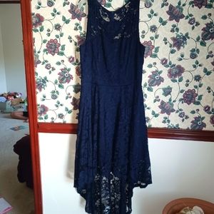 Navy blue, Hi-Lo, Lacey formal dress, X- large